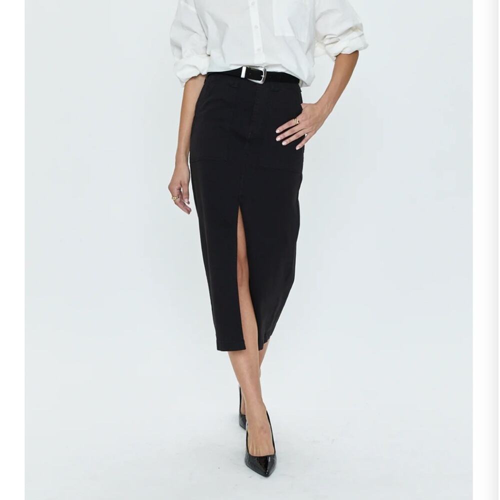 New! Pistola Pamela Black High Rise Utility Midi Skirt Women's 29